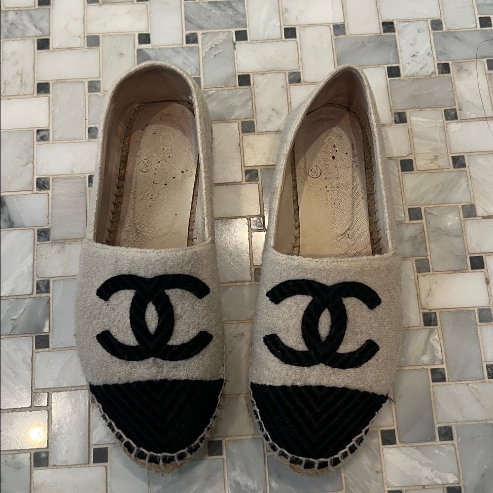 Chanel Espadrilles with Black Logo